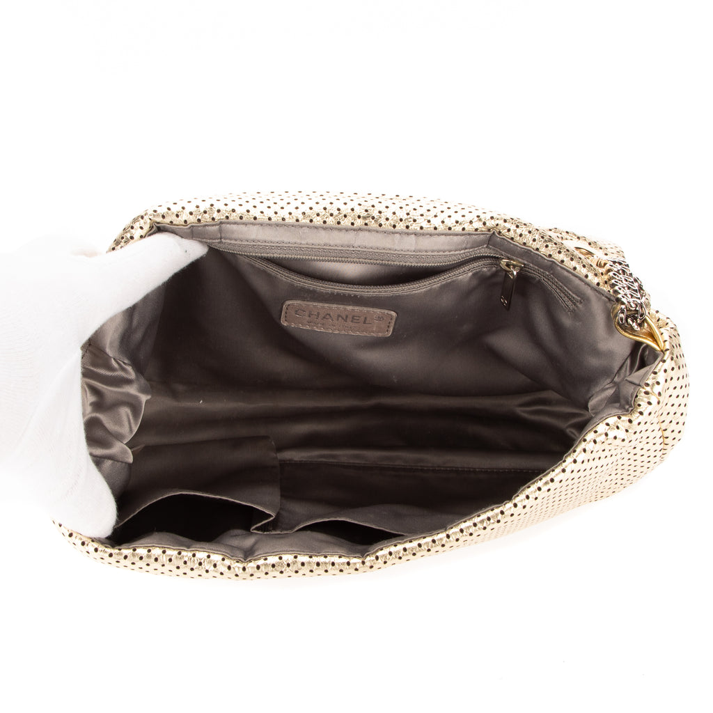 Shoulder Bag Classic 2.55 Perforated metalic Double Flap Gold Metalic Perforated Calfskin Leather