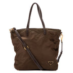 Shoulder Bag Tote Right Prada Khaki Nylon Canvas