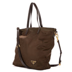 Shoulder Bag Tote Right Prada Khaki Nylon Canvas