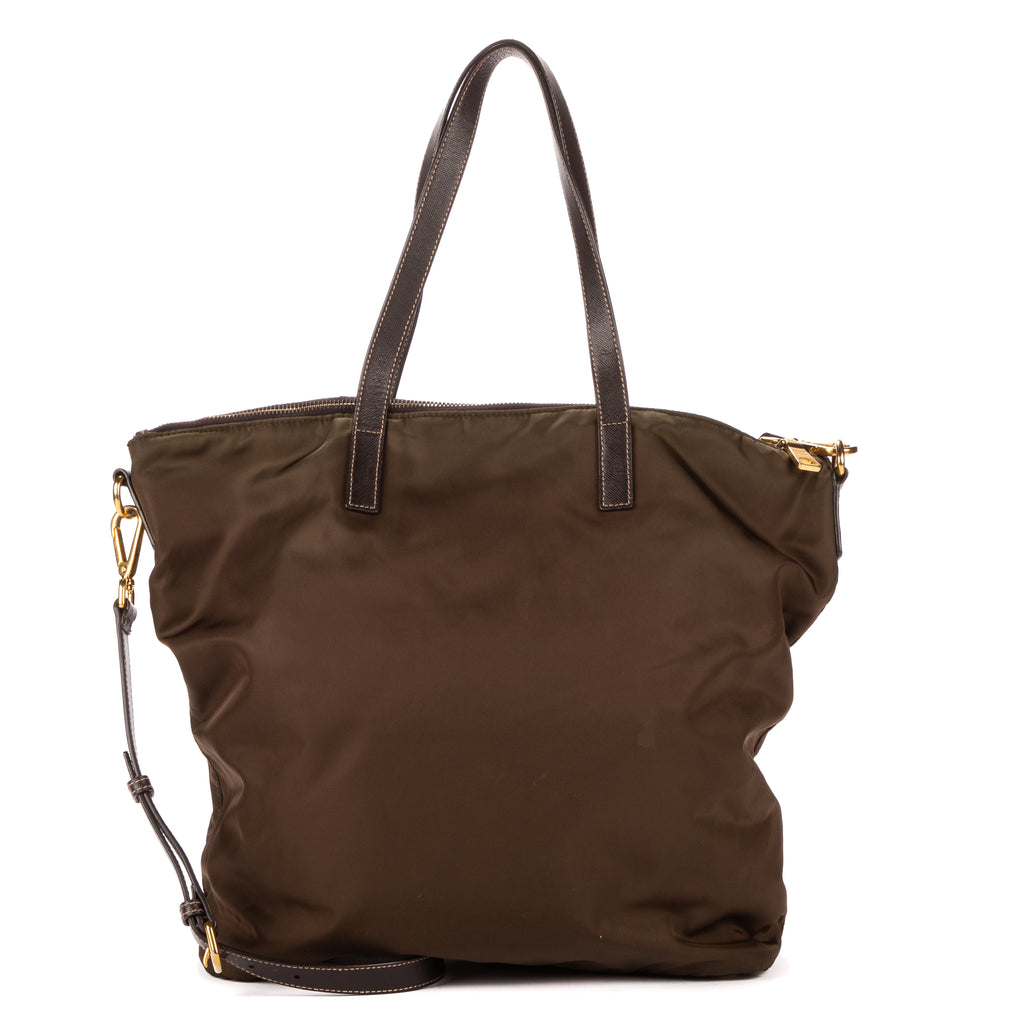 Shoulder Bag Tote Right Prada Khaki Nylon Canvas
