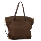 Shoulder Bag Tote Right Prada Khaki Nylon Canvas