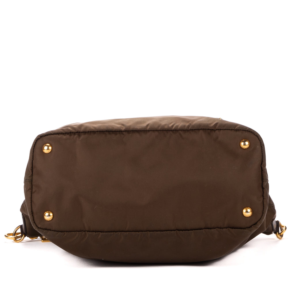 Shoulder Bag Tote Right Prada Khaki Nylon Canvas