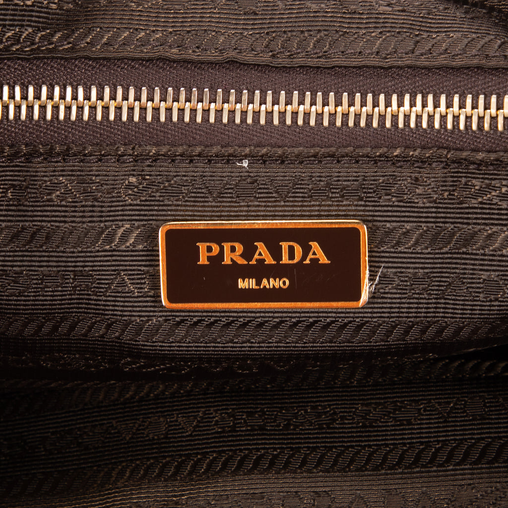 Shoulder Bag Tote Right Prada Khaki Nylon Canvas