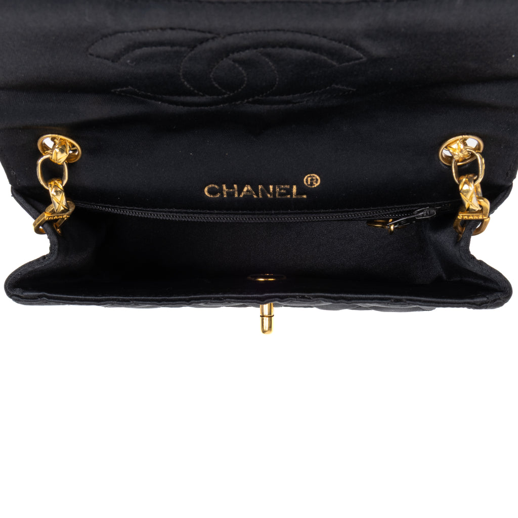 Shoulder Bag Classic Mini Timeless Square Flap Black Satin Canvas