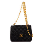 Shoulder Bag Classic Mini Timeless Square Flap Black Satin Canvas
