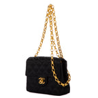 Shoulder Bag Classic Mini Timeless Square Flap Black Satin Canvas