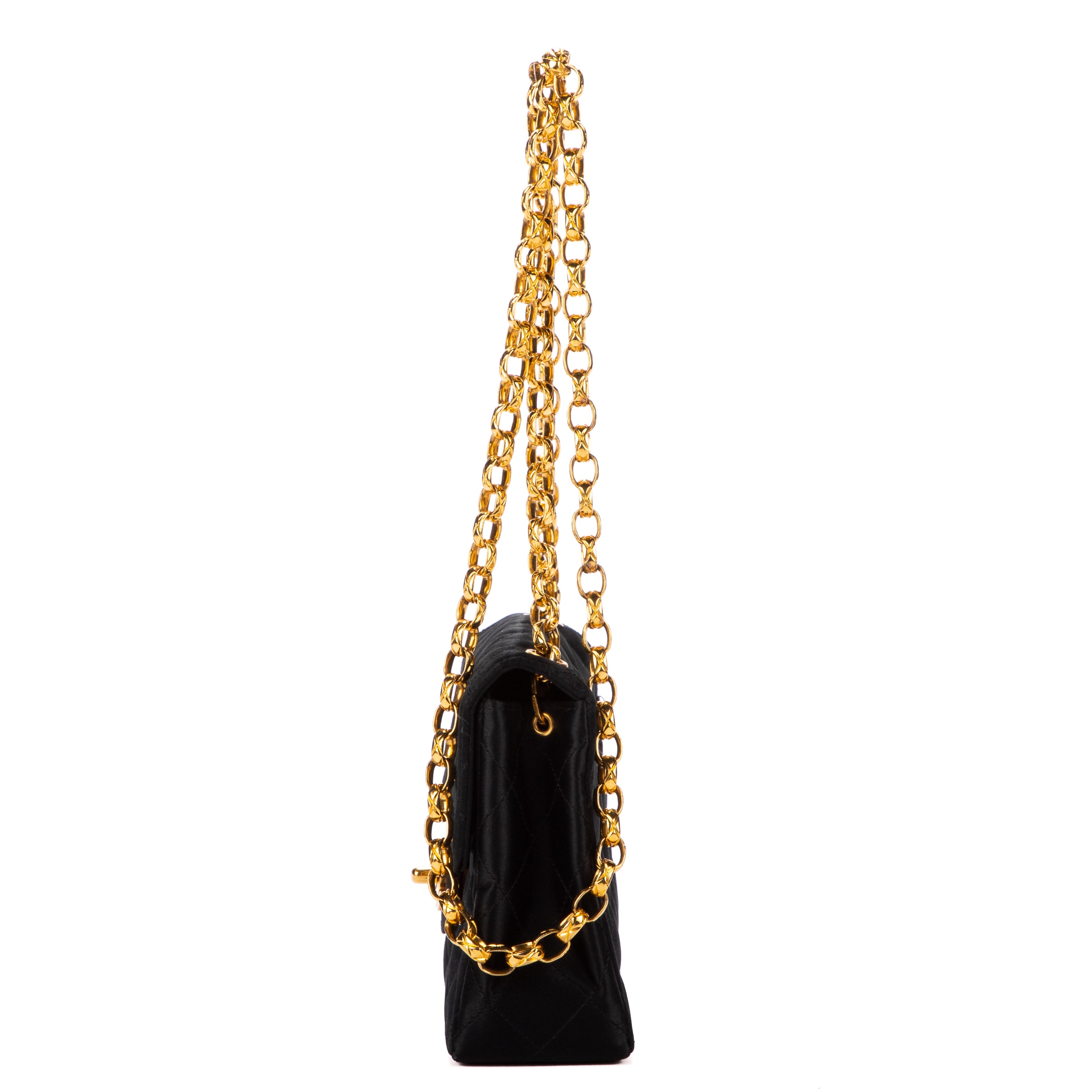 Shoulder Bag Classic Mini Timeless Square Flap Black Satin Canvas