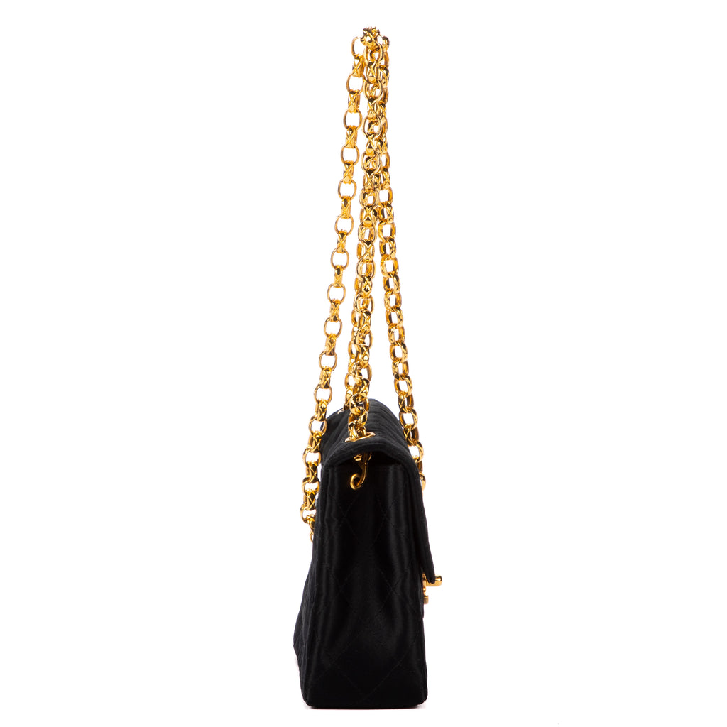 Shoulder Bag Classic Mini Timeless Square Flap Black Satin Canvas