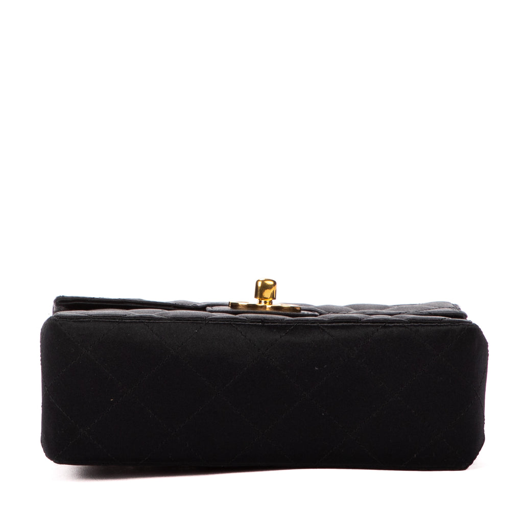 Shoulder Bag Classic Mini Timeless Square Flap Black Satin Canvas