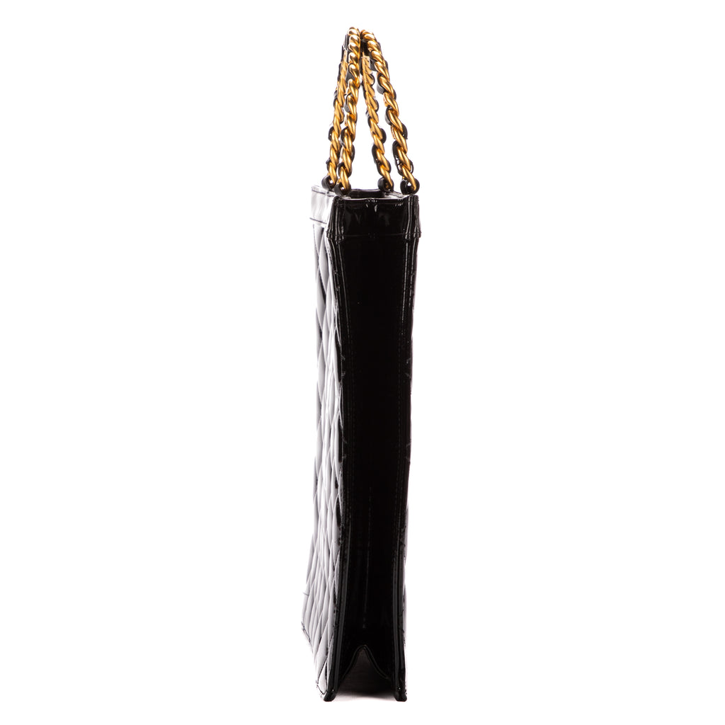 Handbag Tote Chain top handle Black Patent Leather