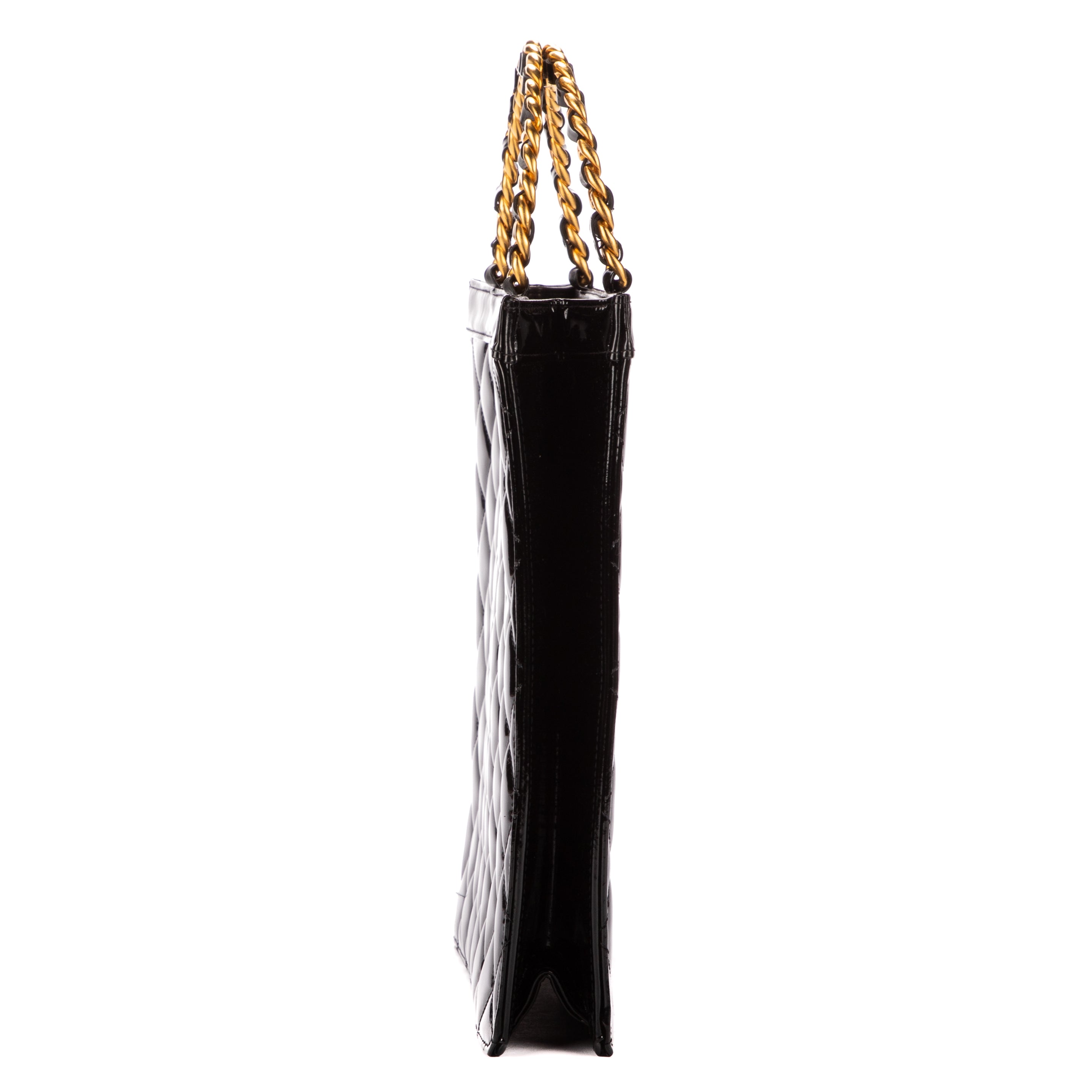 Handbag Tote Chain top handle Black Patent Leather