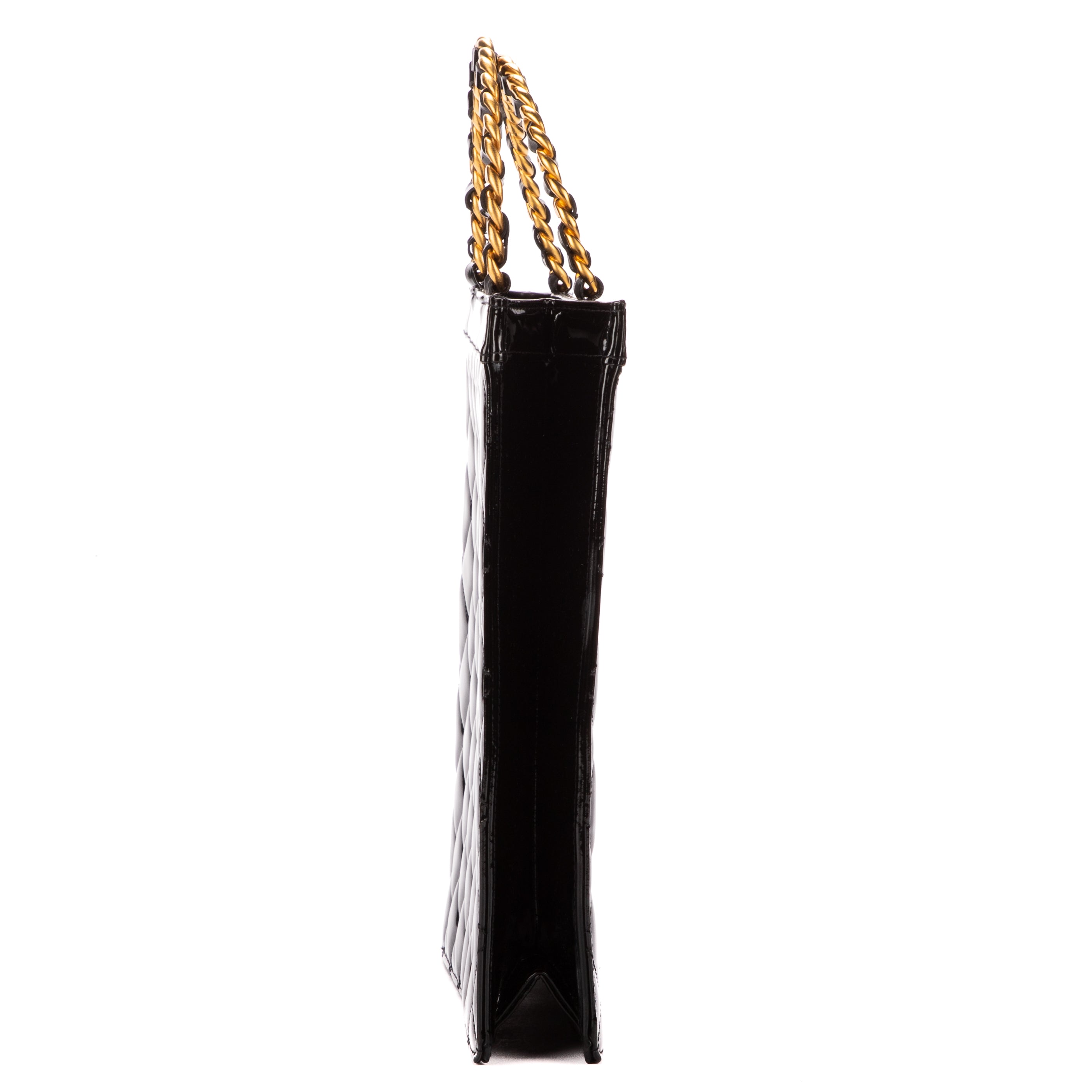 Handbag Tote Chain top handle Black Patent Leather