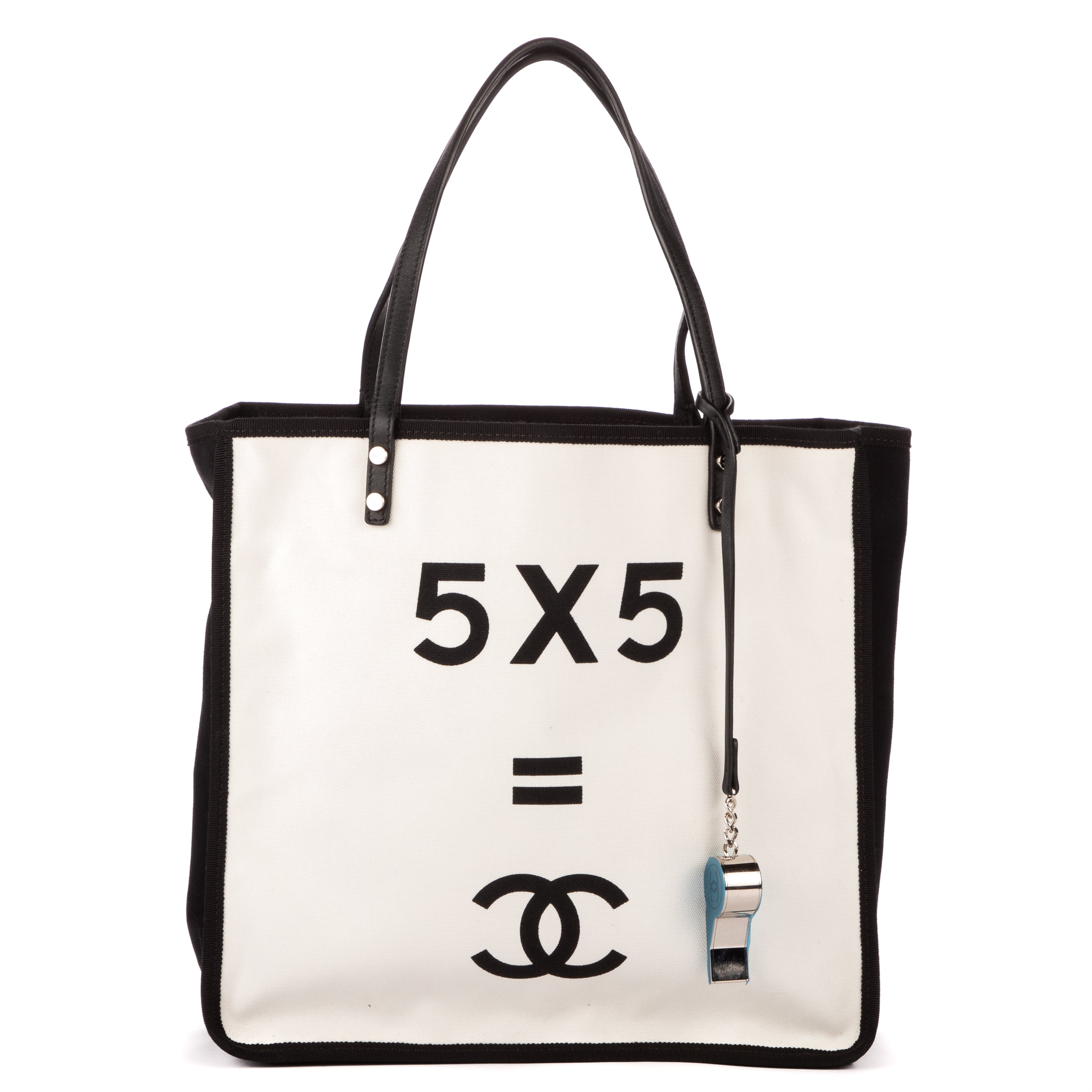 Bolso de Hombro Tote 5x5=CC Lona de Tela Blanca