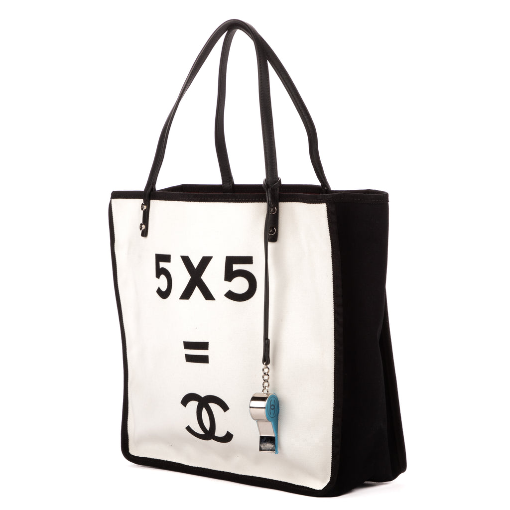 Bolso de Hombro Tote 5x5=CC Lona de Tela Blanca