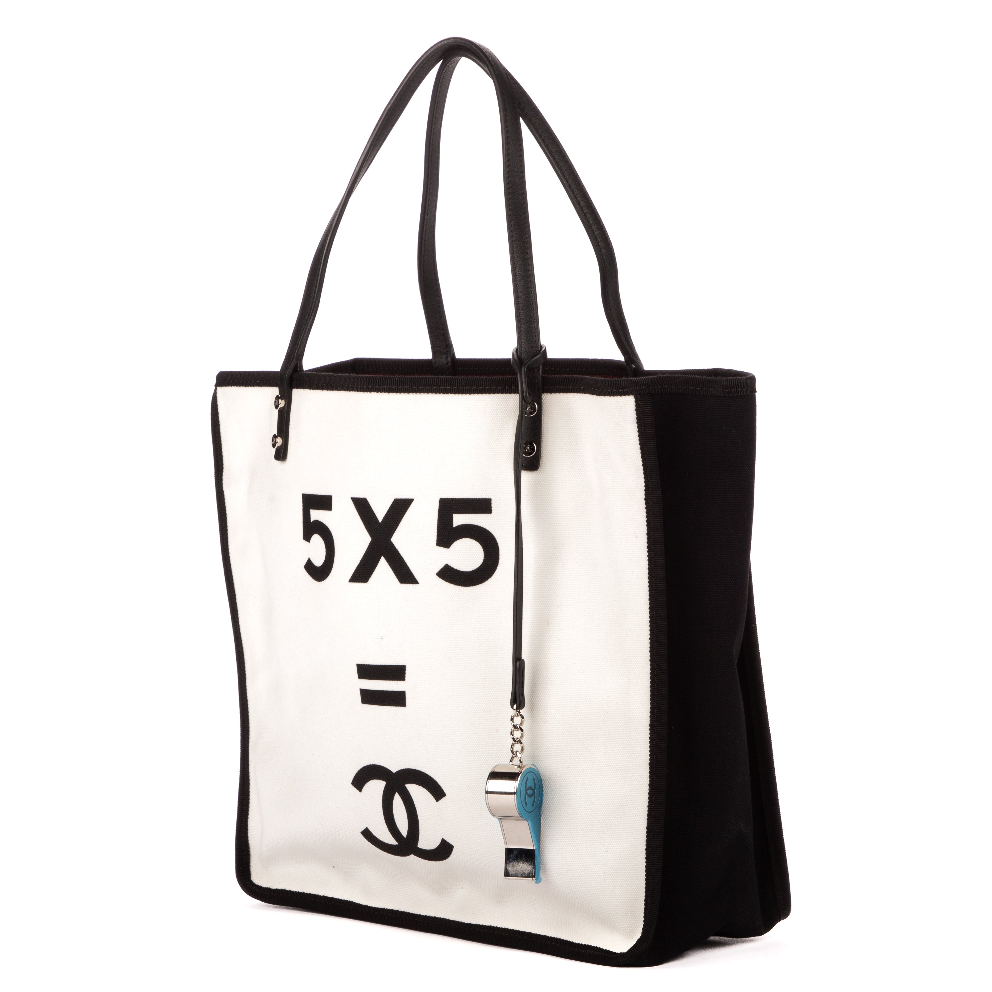 Bolso de Hombro Tote 5x5=CC Lona de Tela Blanca