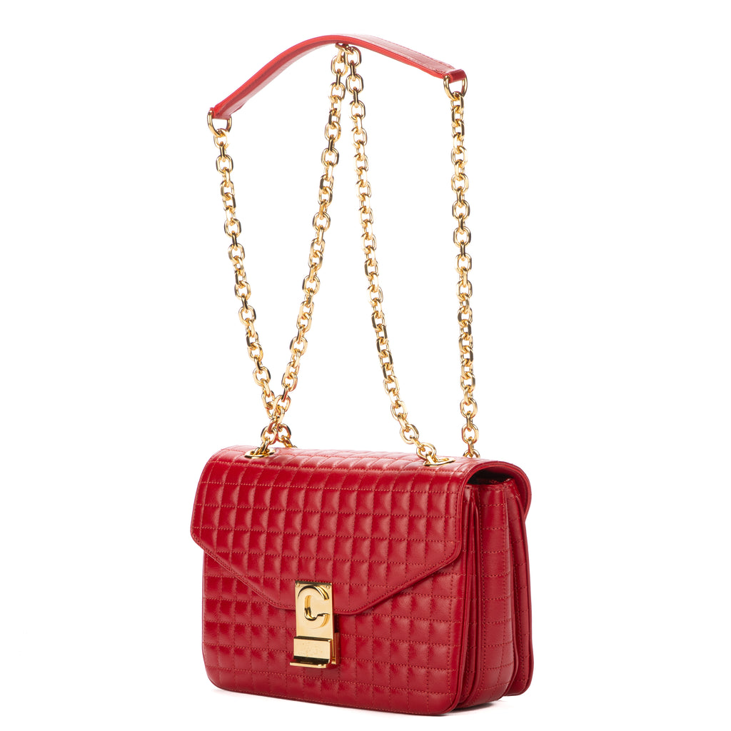 Bandolera Bolso C Piel de becerro roja