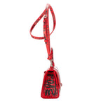 Handbag Hourglass XS Red Graffiti Croc Embossed Leather