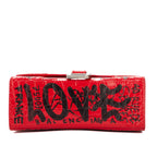 Handbag Hourglass XS Red Graffiti Croc Embossed Leather