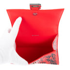 Handbag Hourglass XS Red Graffiti Croc Embossed Leather