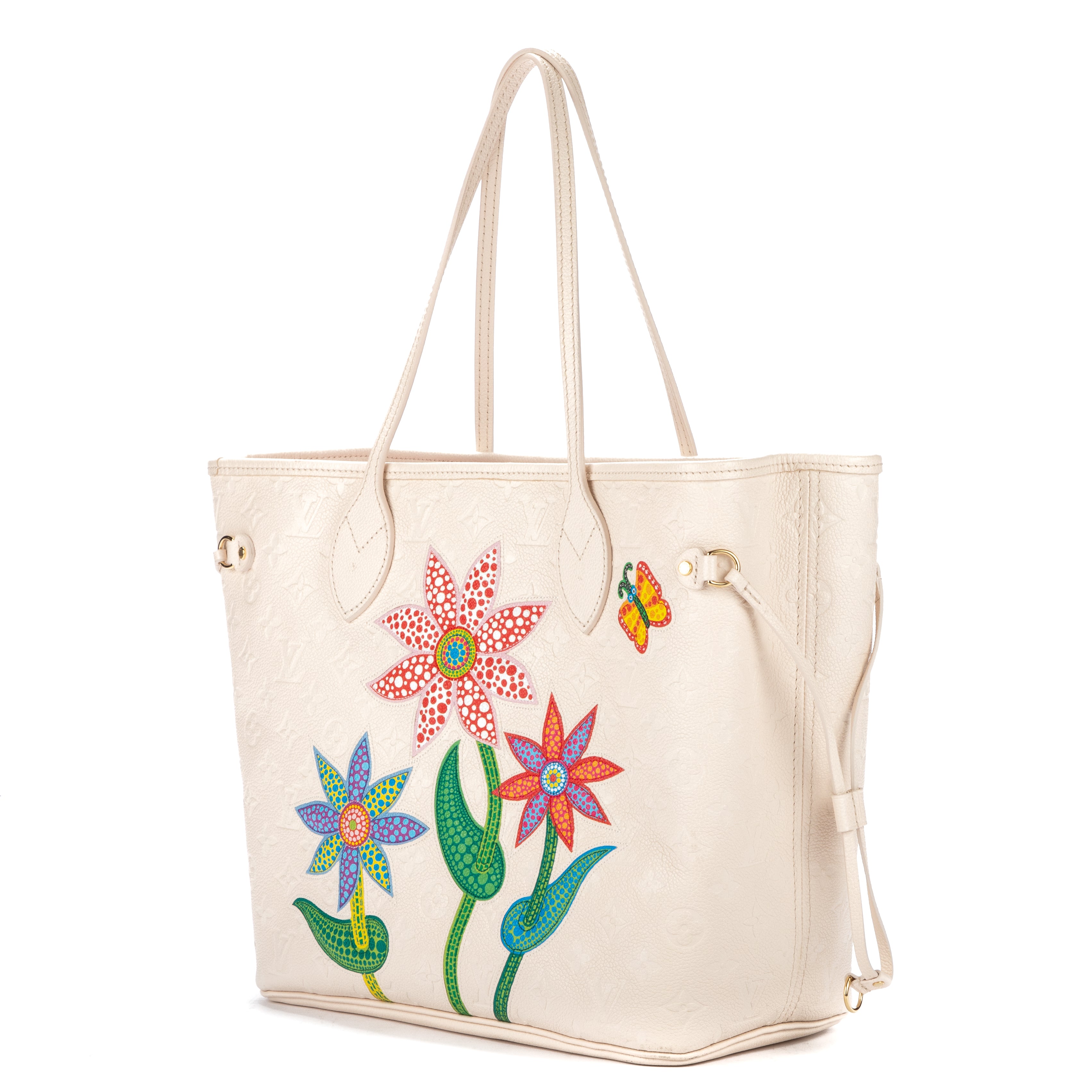 Shoulder Bag Ltd. Ed. Yayoi Kusama Flower Neverfull MM Quartz White Monogram Empreinte Infinity Dots