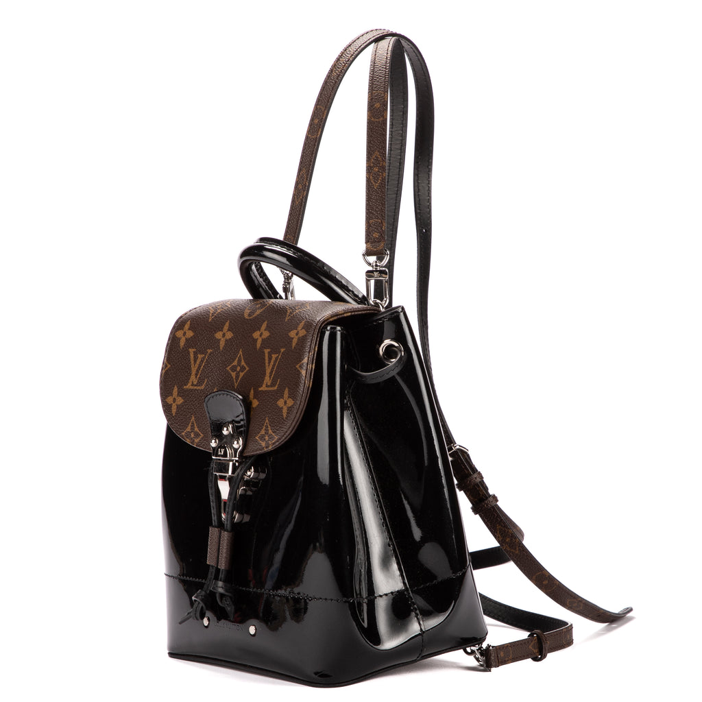 Mochila Hot Spring de piel Vernis negra/lona Monogram