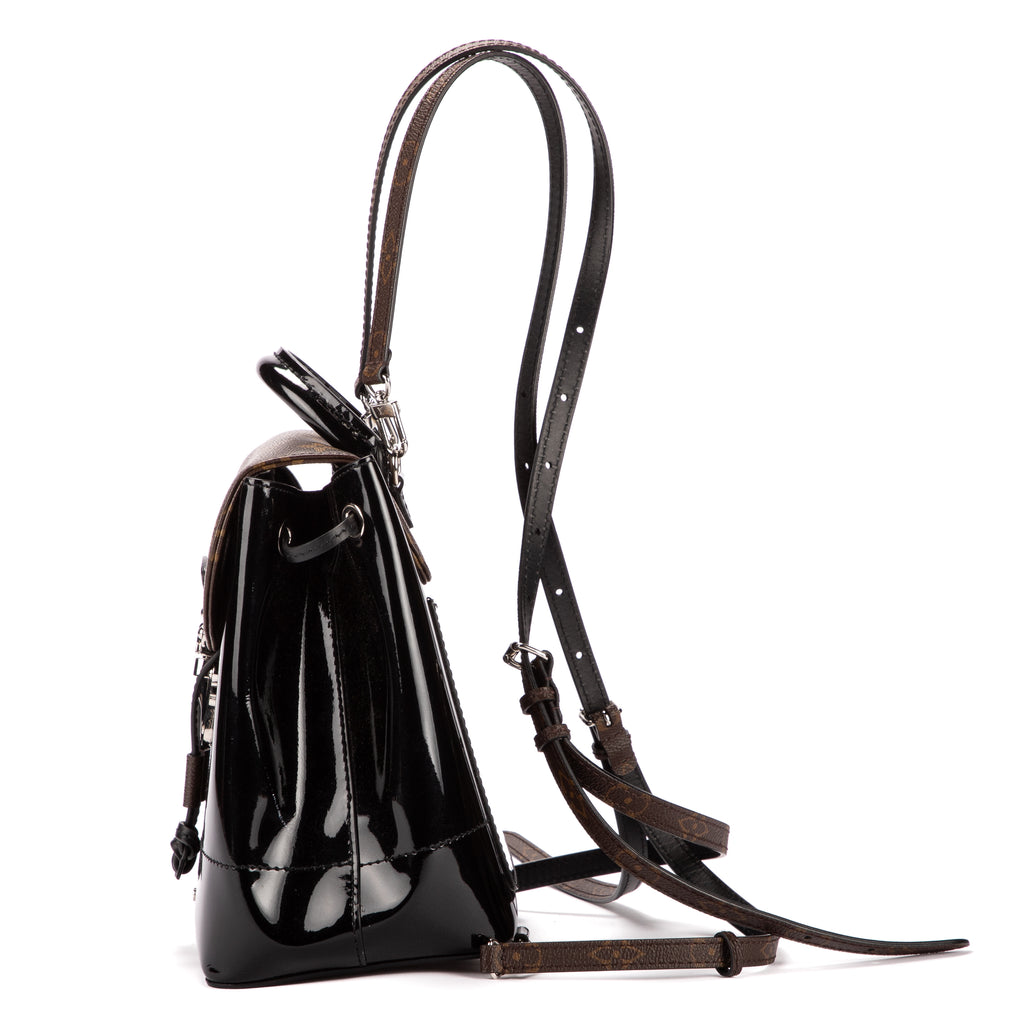 Mochila Hot Spring de piel Vernis negra/lona Monogram