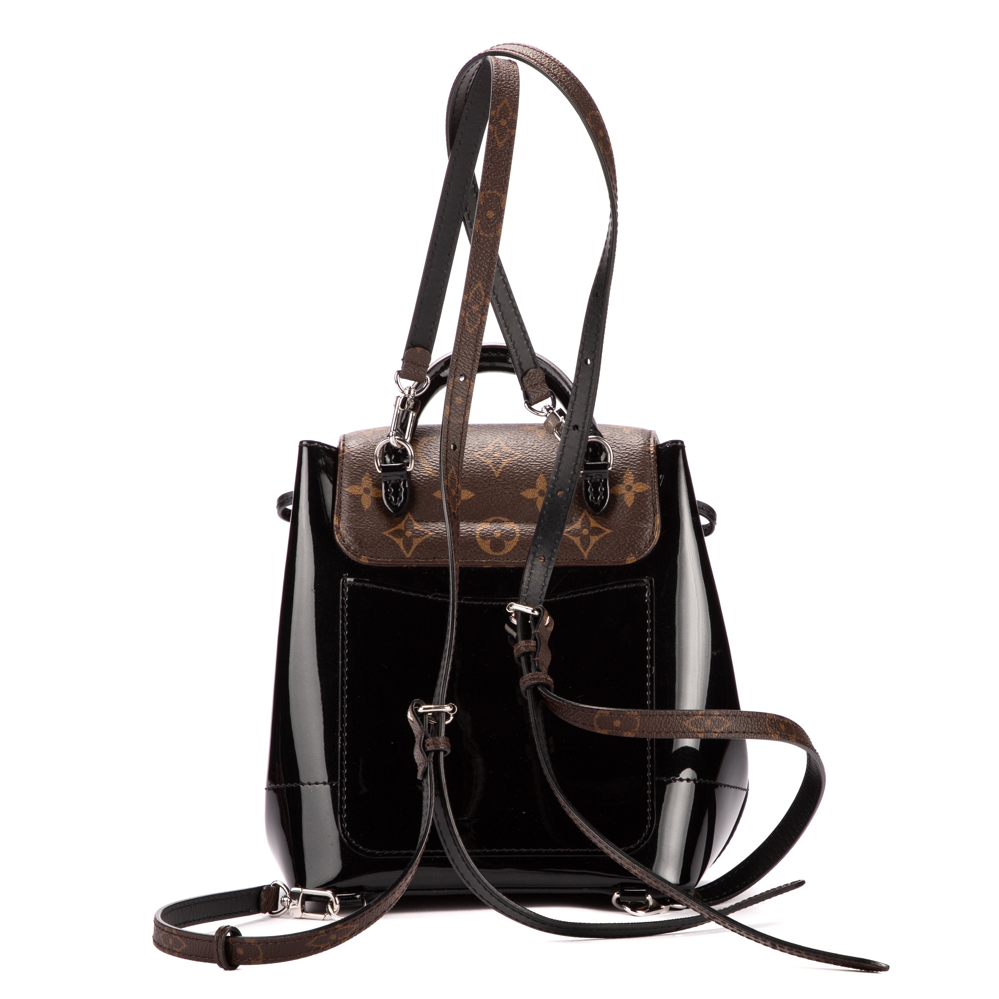 Mochila Hot Spring de piel Vernis negra/lona Monogram