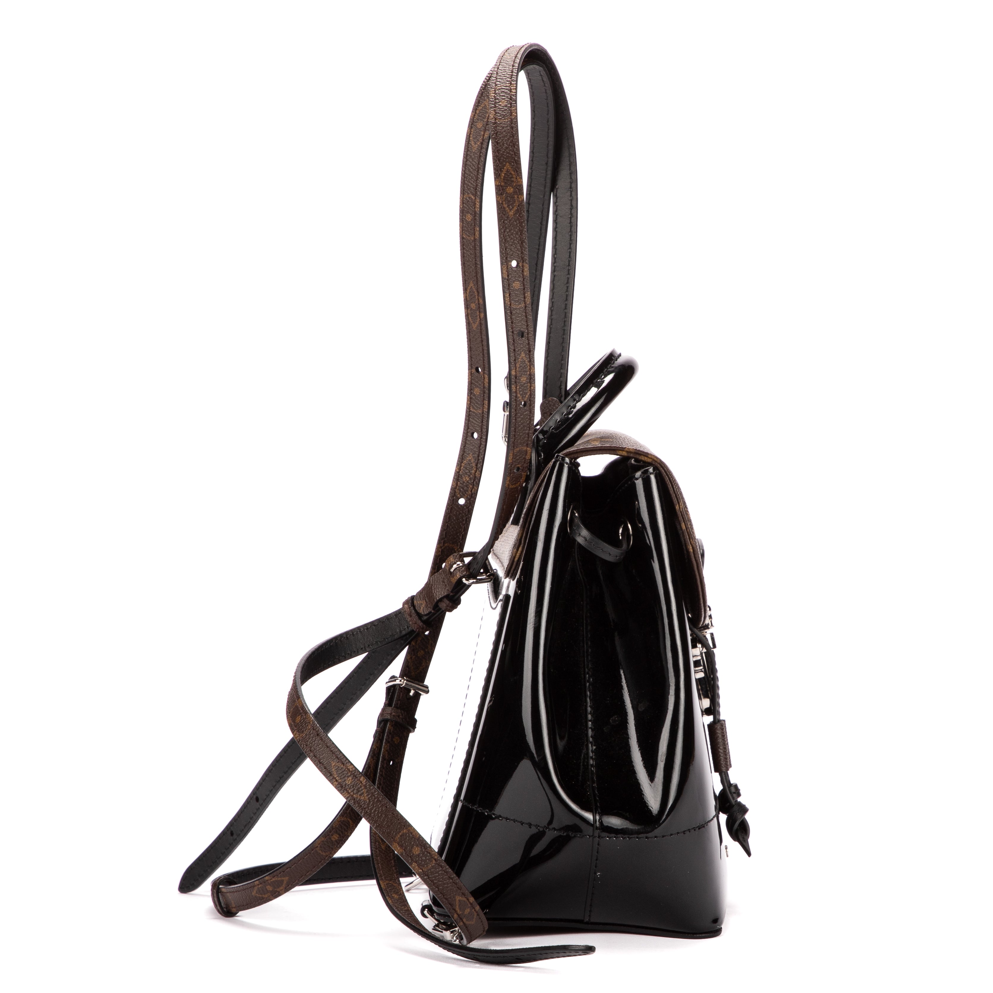 Mochila Hot Spring de piel Vernis negra/lona Monogram