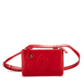 Waist Bag Double zip belt Red Calfskin Leather