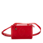 Waist Bag Double zip belt Red Calfskin Leather