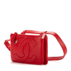 Waist Bag Double zip belt Red Calfskin Leather