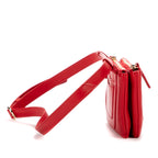 Waist Bag Double zip belt Red Calfskin Leather