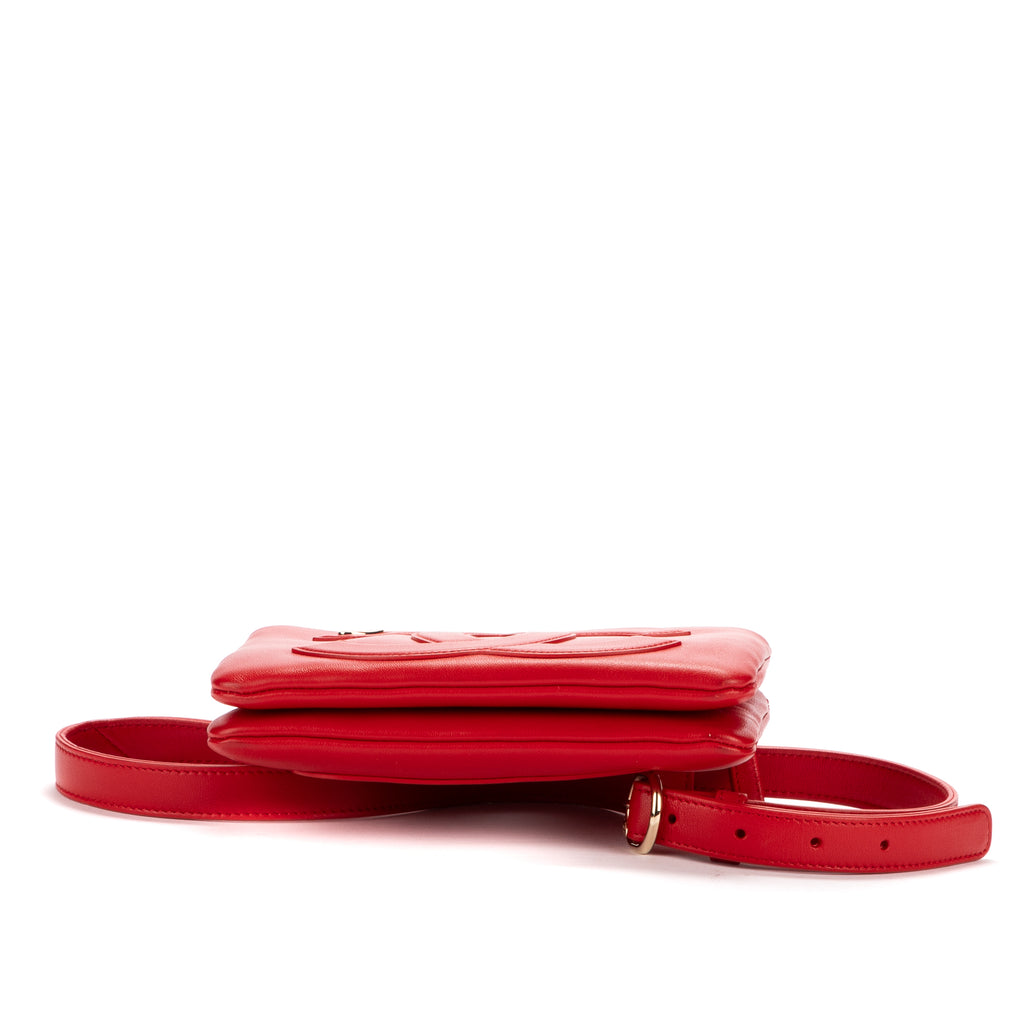Waist Bag Double zip belt Red Calfskin Leather
