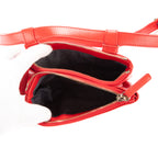 Waist Bag Double zip belt Red Calfskin Leather