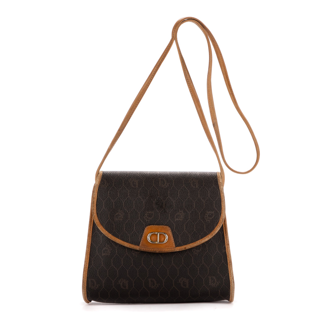 Shoulder Bag Honeycomb Sling Brown Honeycomb Coated Canvas
