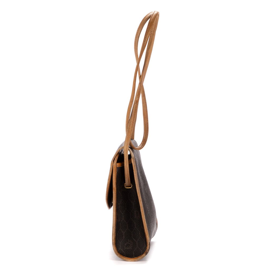 Shoulder Bag Honeycomb Sling Brown Honeycomb Coated Canvas