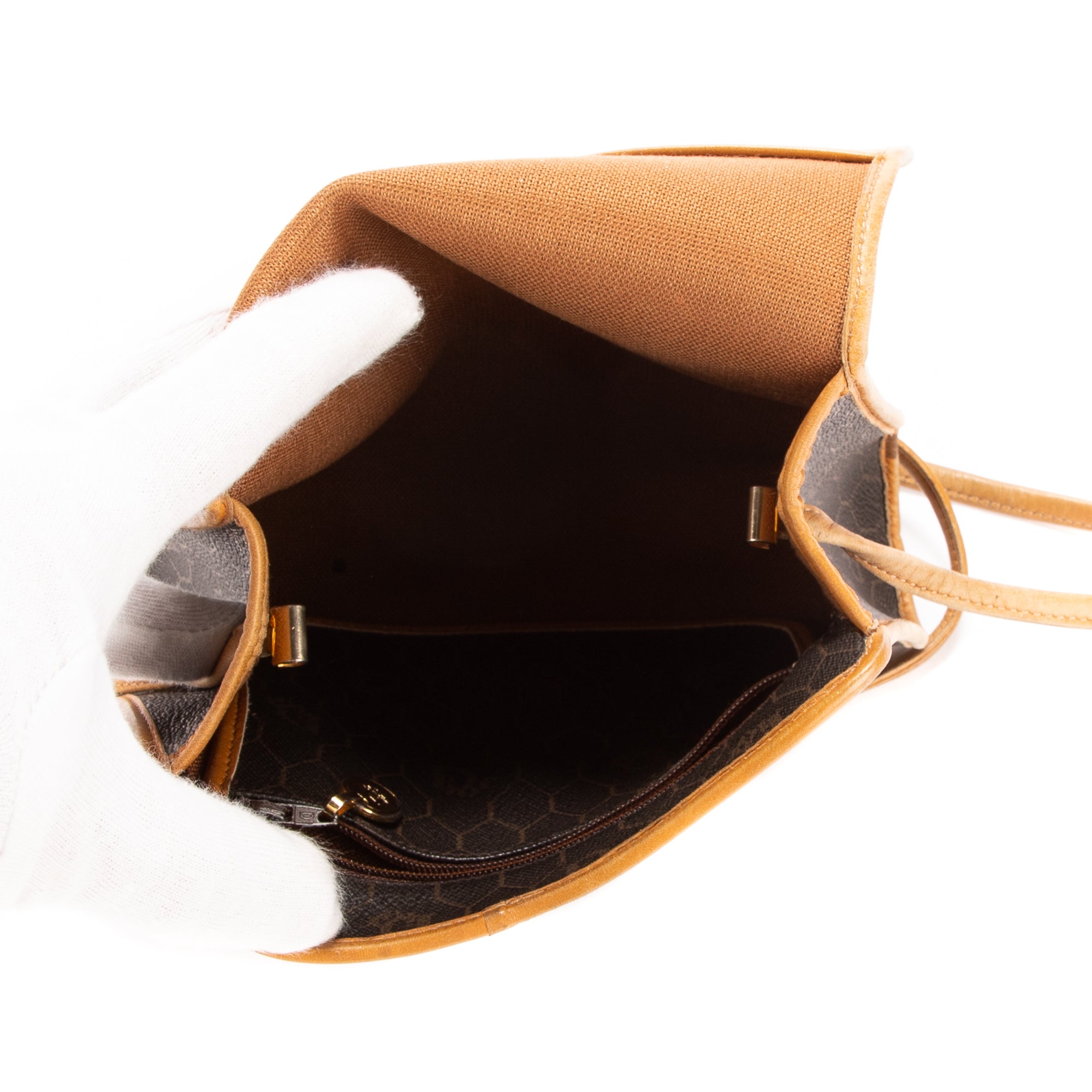 Shoulder Bag Honeycomb Sling Brown Honeycomb Coated Canvas