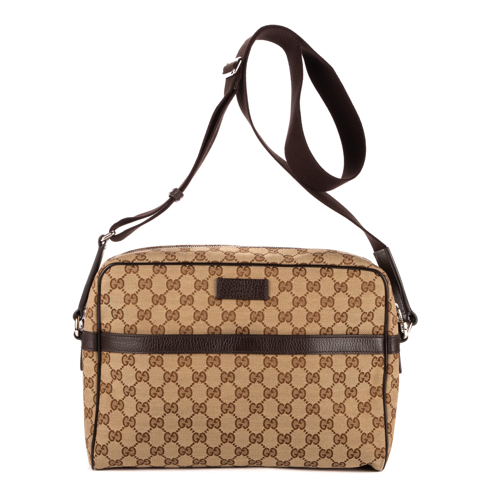 Sac bandoulière messager toile monogramme beige