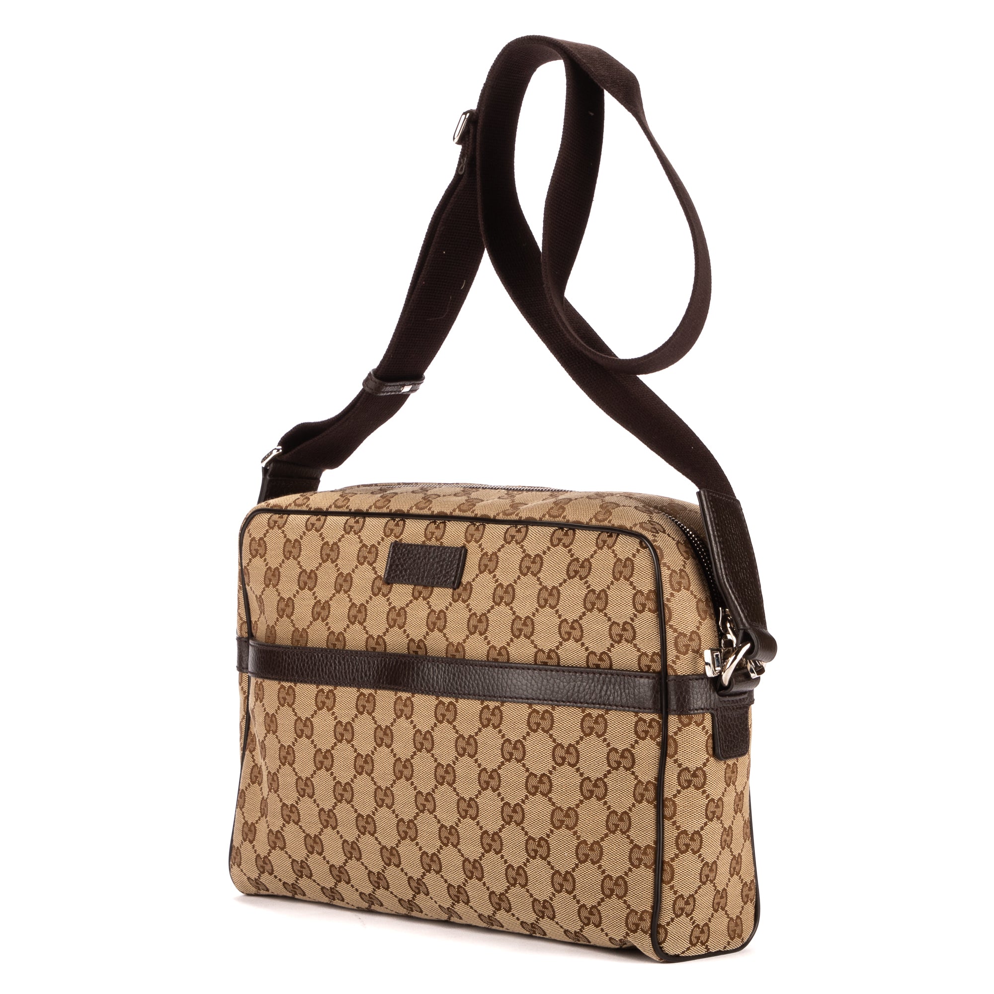 Sac bandoulière messager toile monogramme beige