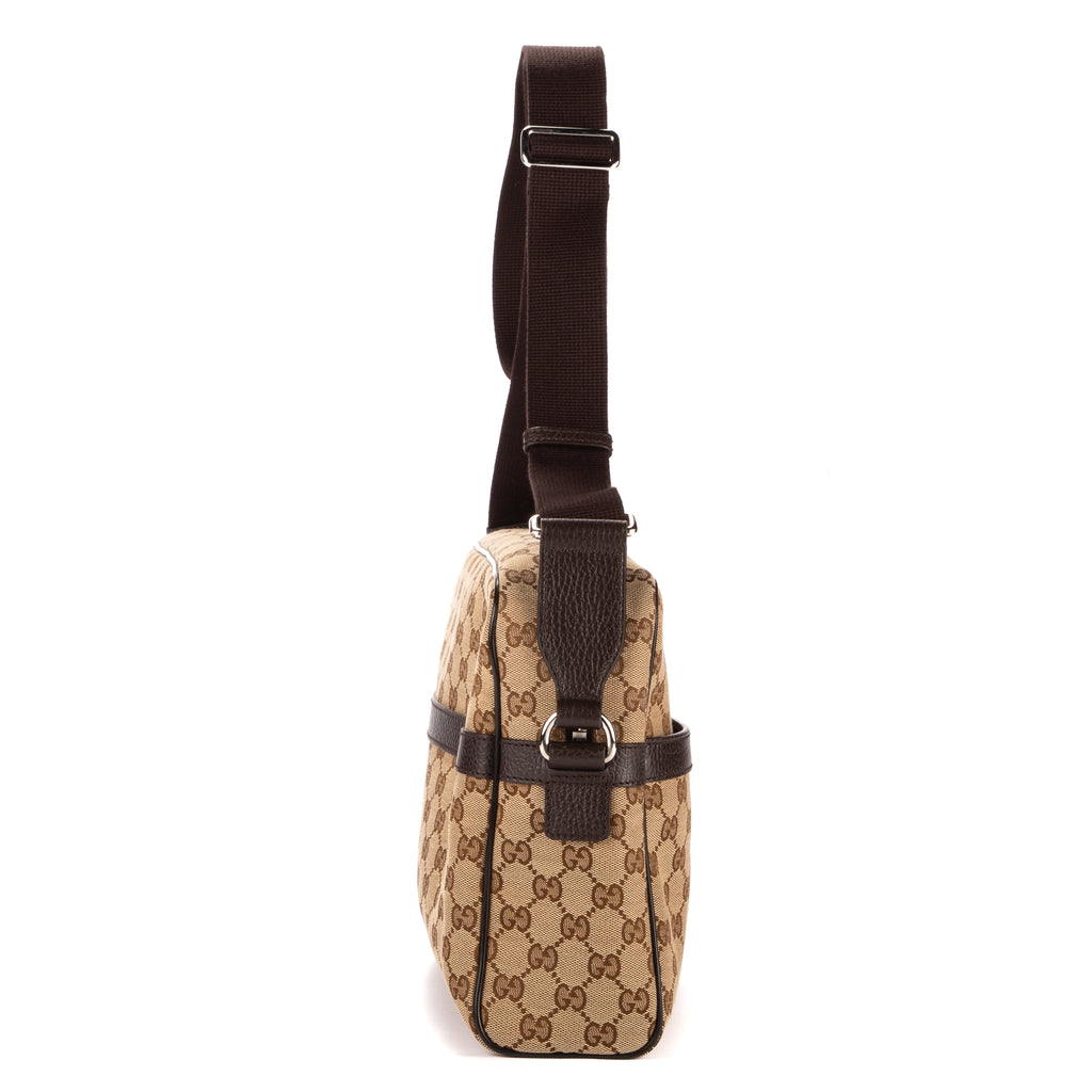 Sac bandoulière messager toile monogramme beige