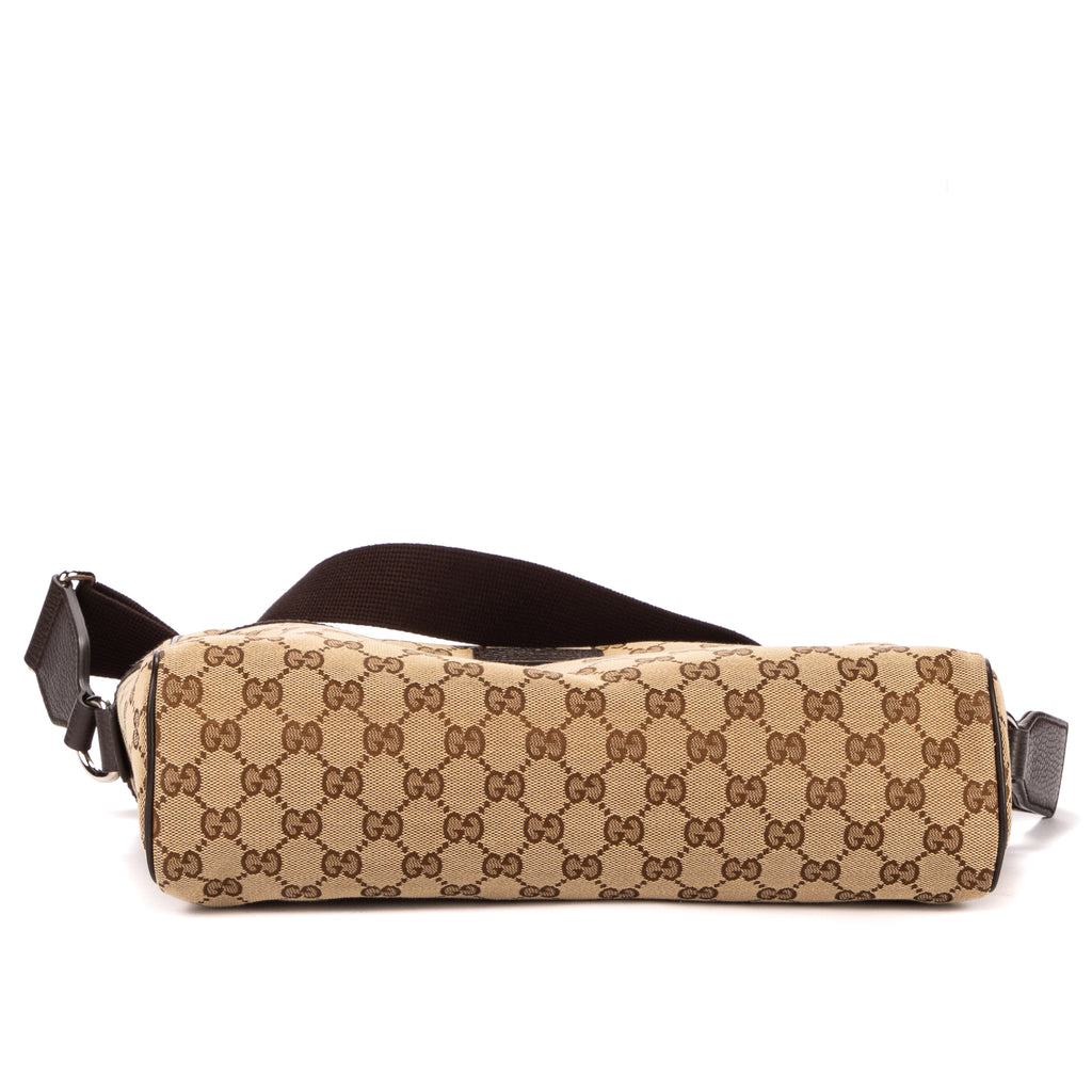 Sac bandoulière messager toile monogramme beige