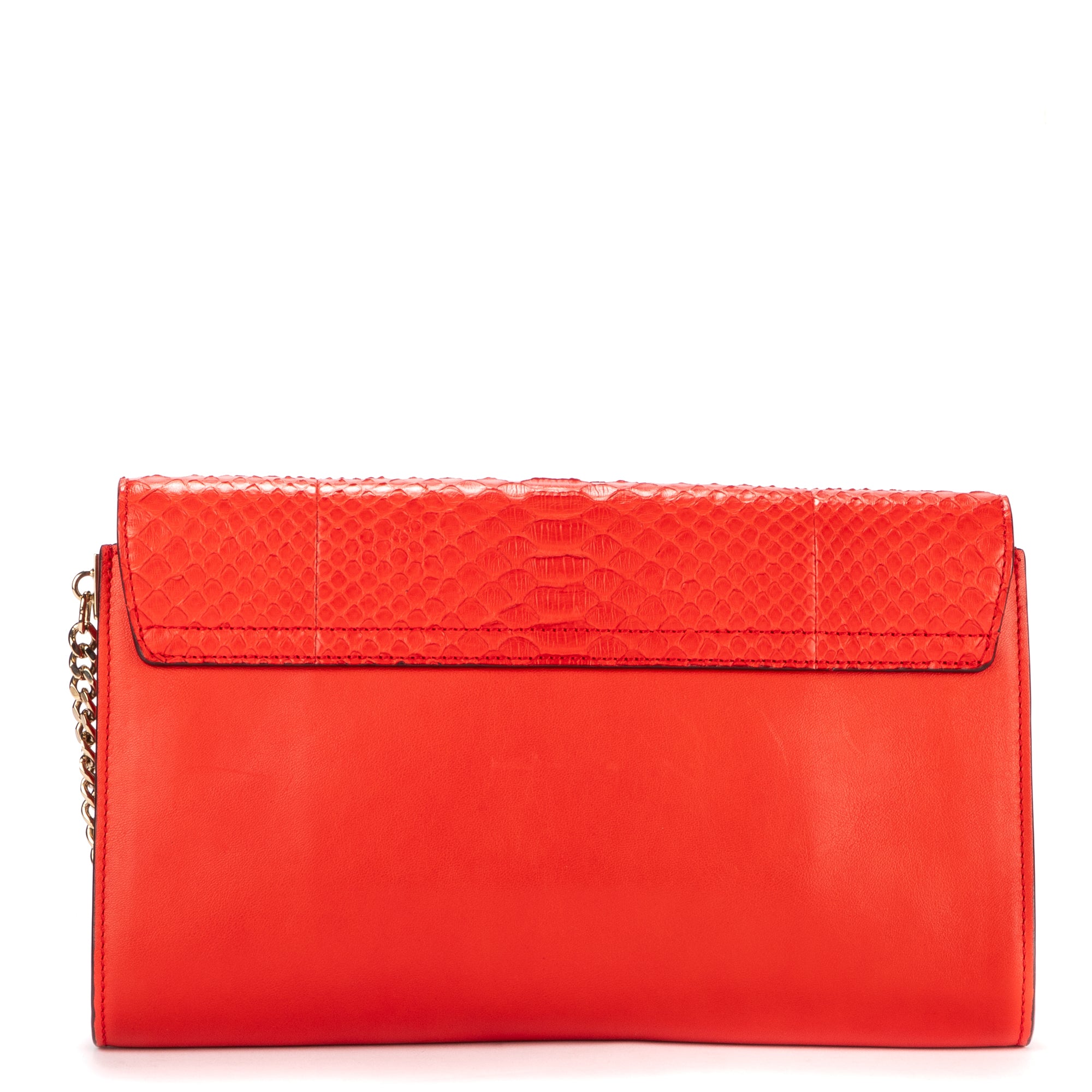 Clutch Faye Clutch Red Python Embossed Leather