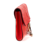 Clutch Faye Clutch Piel Lisa Roja Grabada Pitón