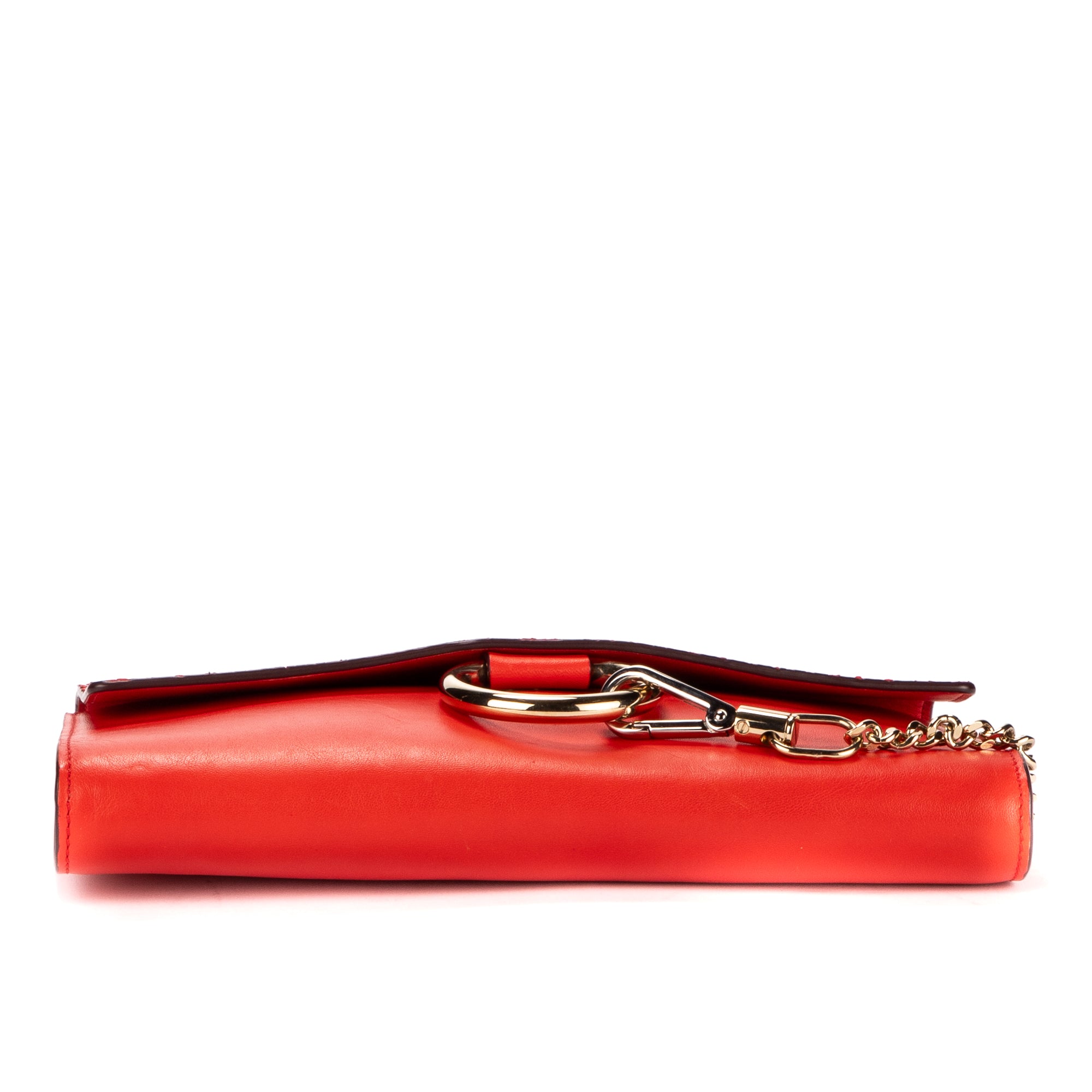 Clutch Faye Clutch Piel Lisa Roja Grabada Pitón