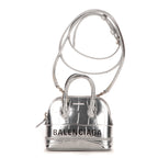 Sac à main Mini Ville Top Handle Bandoulière en Cuir Gaufré Croco Argenté