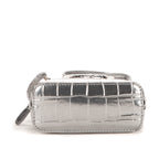 Sac à main Mini Ville Top Handle Bandoulière en Cuir Gaufré Croco Argenté