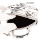 Sac à main Mini Ville Top Handle Bandoulière en Cuir Gaufré Croco Argenté