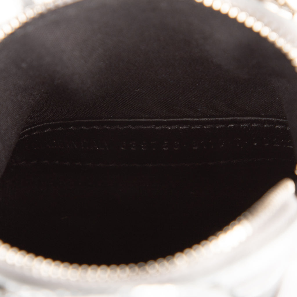 Sac à main Mini Ville Top Handle Bandoulière en Cuir Gaufré Croco Argenté