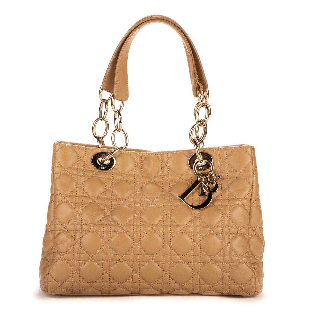 Handbag Soft Shopping Small Beige Deerskin Leather
