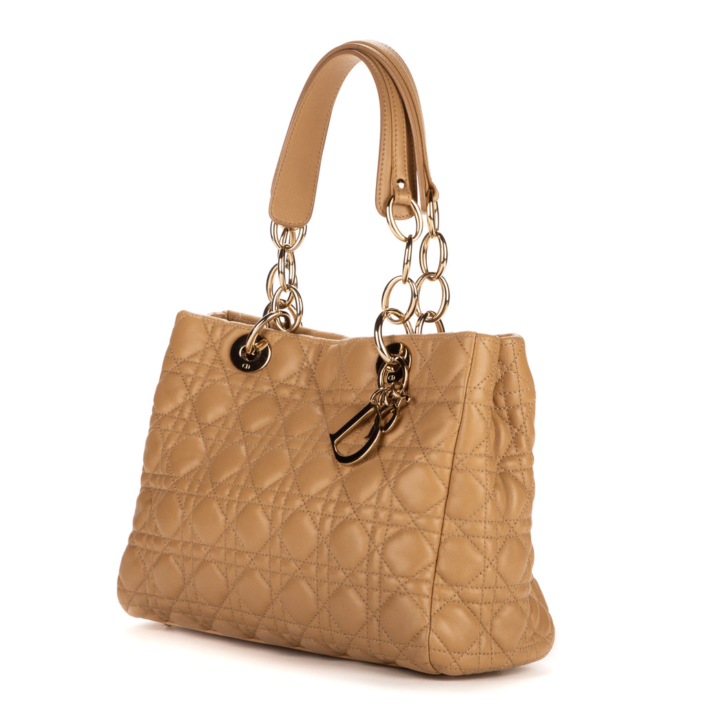 Handbag Soft Shopping Small Beige Deerskin Leather